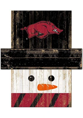 Arkansas Razorbacks Snowman Head Sign - Red