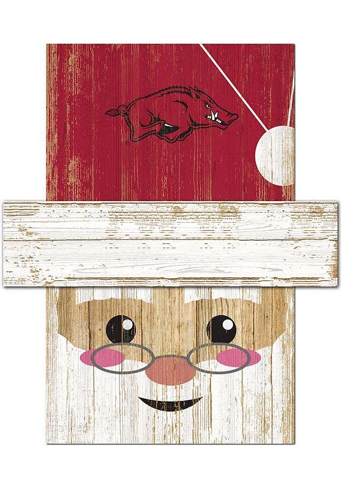 Arkansas Razorbacks Santa Head Sign - Red