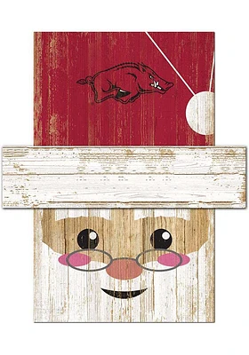 Arkansas Razorbacks Santa Head Sign - Red