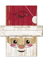 Arkansas Razorbacks Santa Head Sign - Red