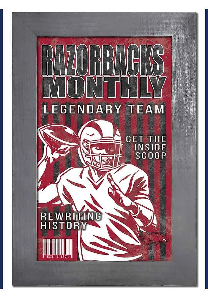 Arkansas Razorbacks 11x19 Framed Monthly Sign - Red