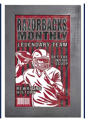 Arkansas Razorbacks 11x19 Framed Monthly Sign - Red