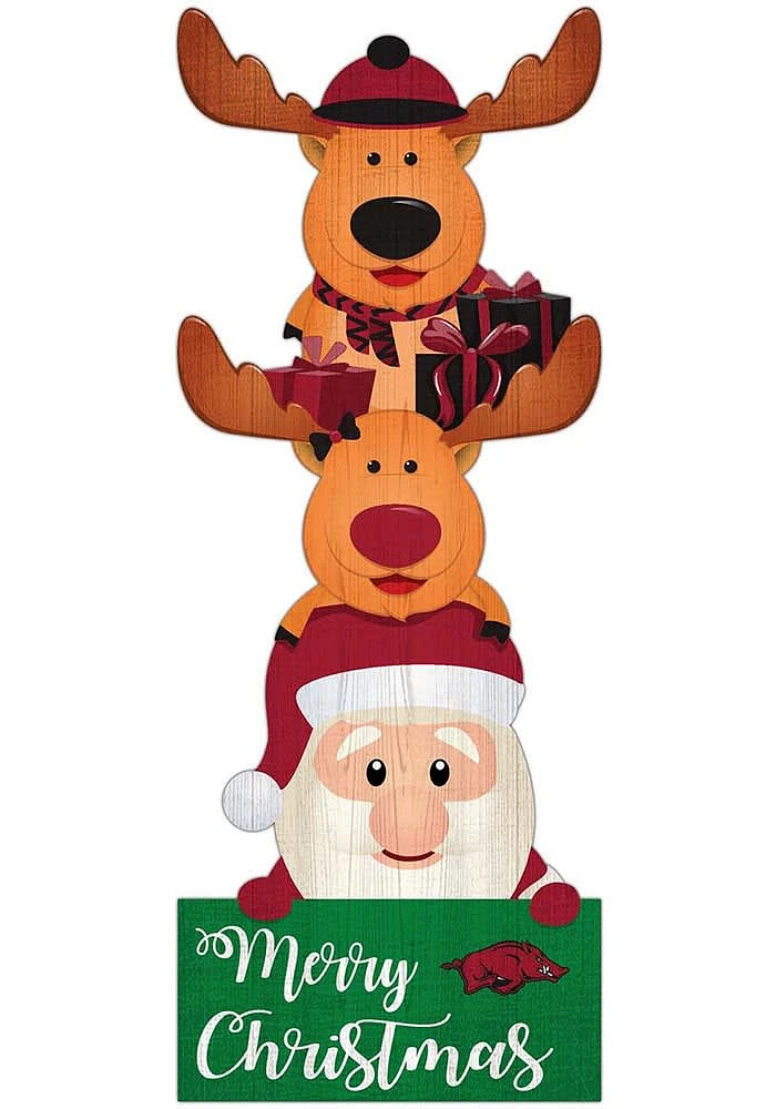 Arkansas Razorbacks 31 Inch Santa Stack Leaner Sign - Red