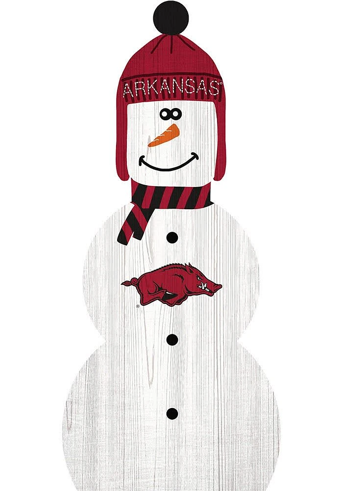 Arkansas Razorbacks Snowman Leaner Sign - Red