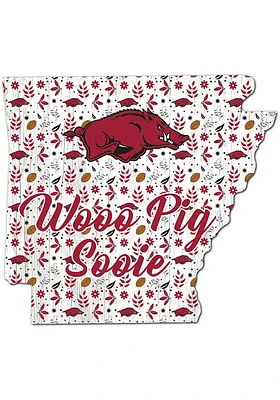 Arkansas Razorbacks 24 Inch Floral State Wall Art - Red