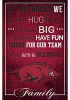 Arkansas Razorbacks In This House 17x26 Sign - Red