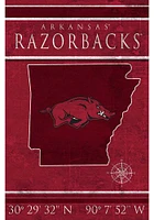 Arkansas Razorbacks Coordinates 17x26 Sign - Red