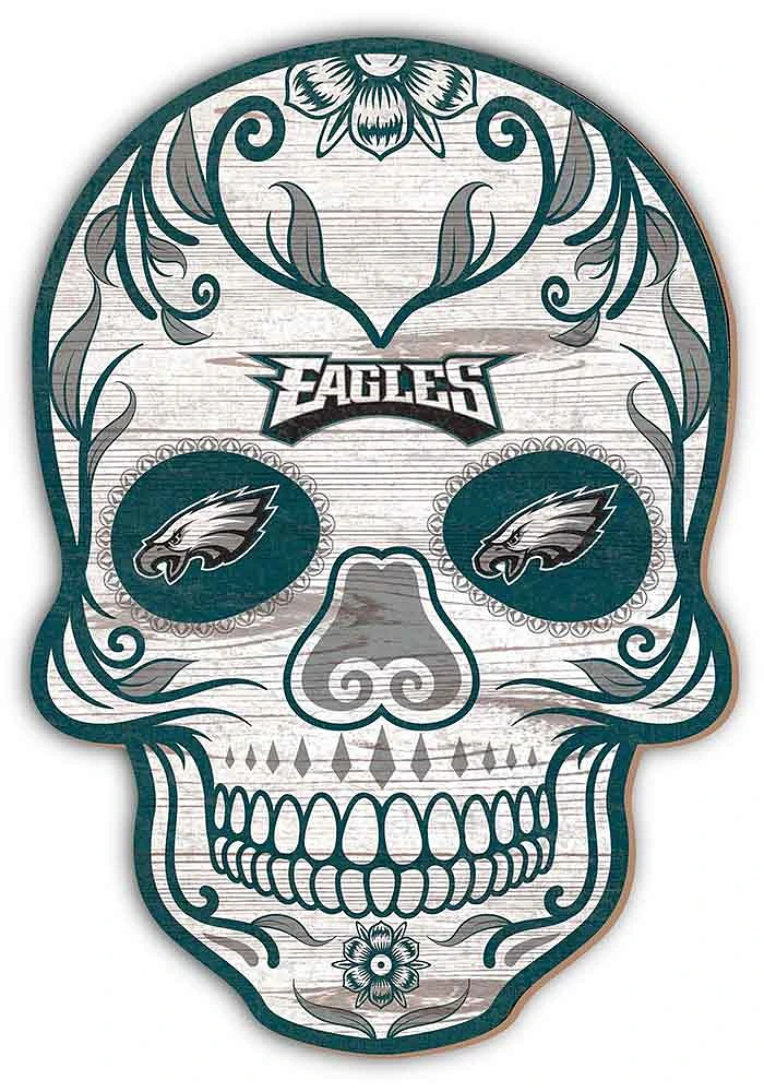 Philadelphia Eagles 12 Sugar Skull Sign Sign - White
