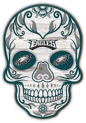Philadelphia Eagles 12 Sugar Skull Sign Sign - White