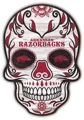 Arkansas Razorbacks 12 inch Sugar Skull Sign - Red