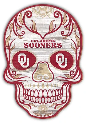 Oklahoma Sooners 12 inch Sugar Skull Sign - Red