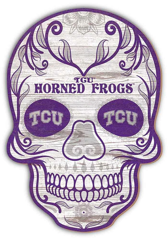 TCU Horned Frogs 12 inch Sugar Skull Sign