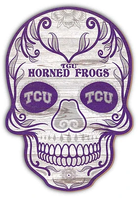 TCU Horned Frogs 12 inch Sugar Skull Sign