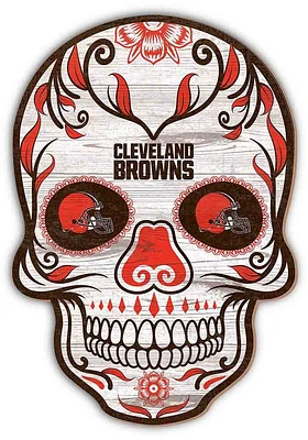 Cleveland Browns 12 inch Sugar Skull Sign -