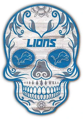 Detroit Lions 12 inch Sugar Skull Sign - Blue