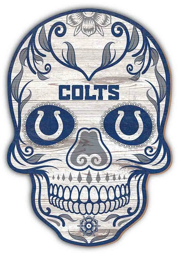 Indianapolis Colts 12 inch Sugar Skull Sign - Blue