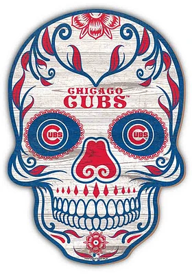 Chicago Cubs 12 inch Sugar Skull Sign - Blue