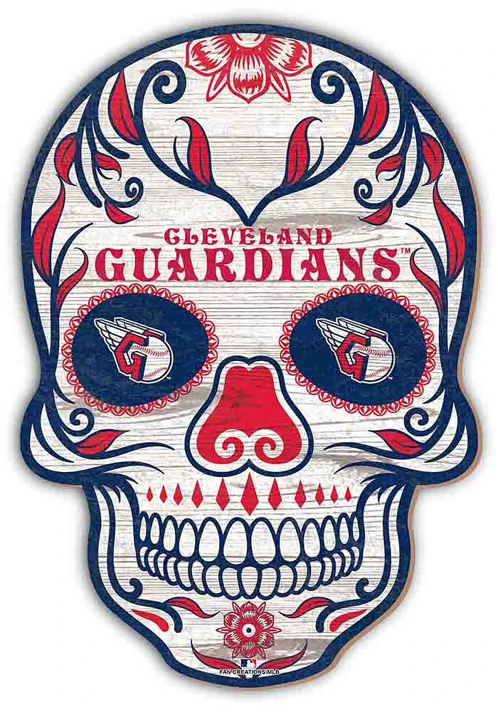 Cleveland Guardians 12 inch Sugar Skull Sign - Blue