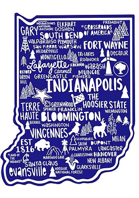 Indiana 2.5 in X 3.5 in Stickers - Blue