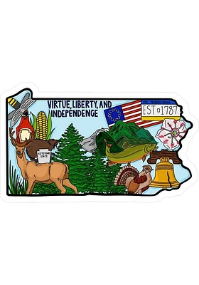 Pennsylvania 4 in X 3 in Stickers - Light Blue