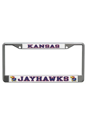Kansas Jayhawks White Domed Team Name License Plate Frame - White