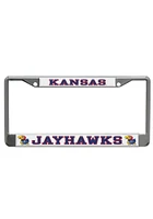 Kansas Jayhawks White Domed Team Name License Plate Frame - White