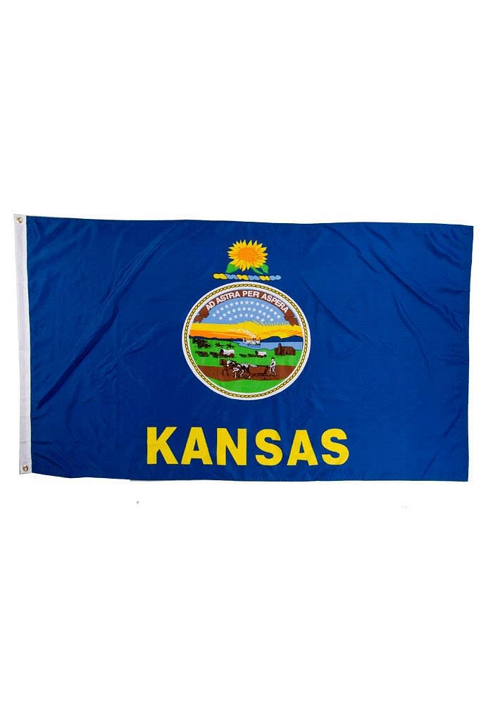 Kansas Blue Silk Screen Grommet Flag - Blue