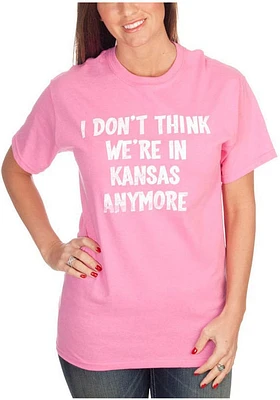 Wizard of Oz Womens Pink Dont Think Were Kansas Short Sleeve T-Shirt