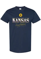 Kansas Womens Navy Blue Sunflower State Short Sleeve T-Shirt