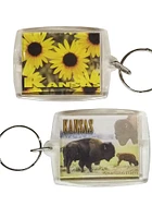 Kansas Buffalo and Sunflower Keychain - Yellow