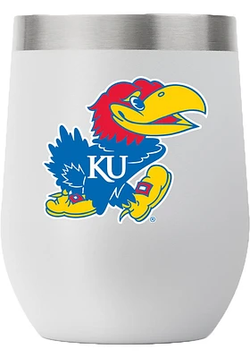 Kansas Jayhawks Team Logo 12oz Stemless Wine Stainless Steel Stemless - Grey