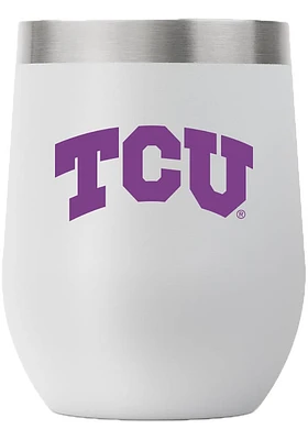 TCU Horned Frogs Team Logo 12oz Stemless Wine Stainless Steel Stemless - Grey