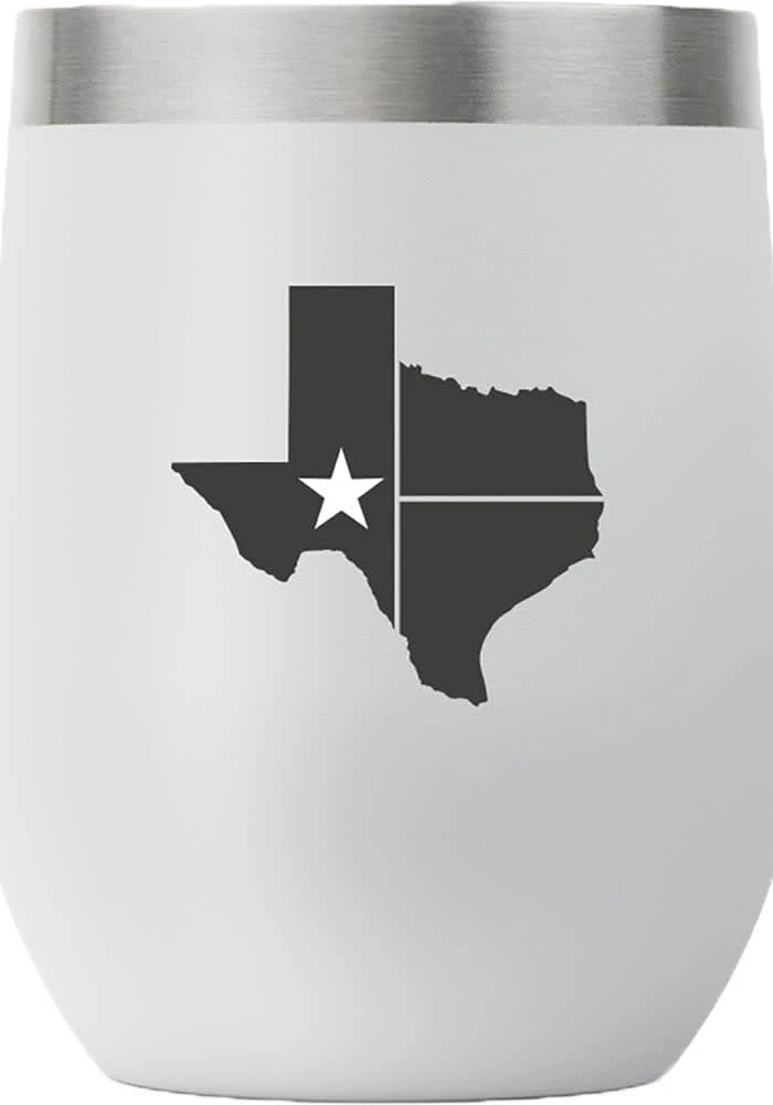 Texas Flag State Shape 12oz Stemless Wine Stainless Steel Stemless - Grey