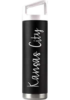Kansas City Script 22oz Bottle with White Cap Stainless Steel Bottle - Black