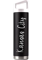 Kansas City Script 22oz Bottle with White Cap Stainless Steel Bottle - Black