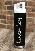 Kansas City Script 22oz Bottle with White Cap Stainless Steel Bottle - Black
