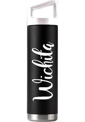 Wichita Script 22oz Bottle with White Cap Stainless Steel Bottle - Black