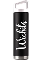 Wichita Script 22oz Bottle with White Cap Stainless Steel Bottle - Black