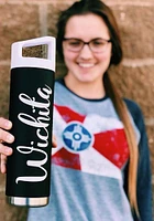 Wichita Script 22oz Bottle with White Cap Stainless Steel Bottle - Black