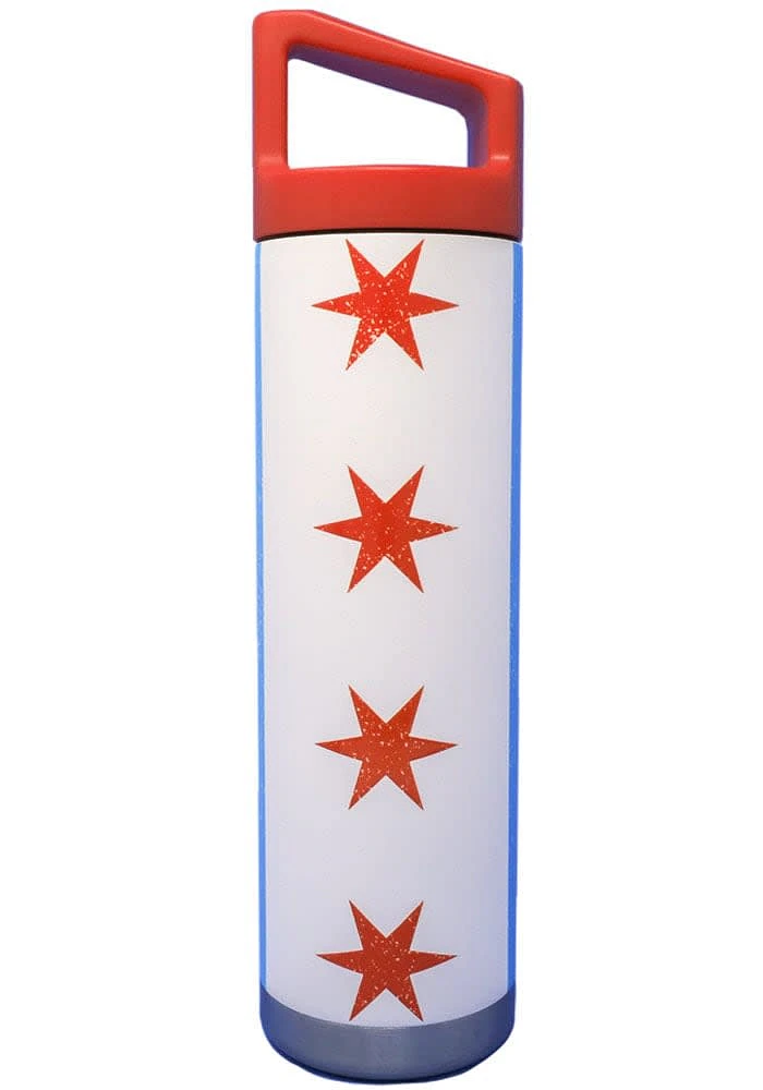 Chicago Flag Wrap 22oz Stainless Steel Bottle - Red