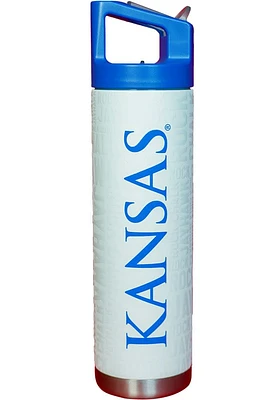 Kansas Jayhawks Rock Chalk 22oz Stainless Steel Bottle - White