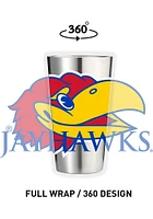 Kansas Jayhawks 16 oz Stainless Steel Pint Glass - Grey