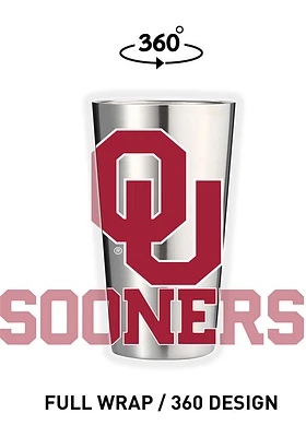 Oklahoma Sooners 16 oz Stainless Steel Pint Glass - Grey