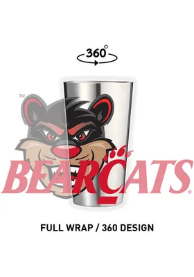 Cincinnati Bearcats 16 oz Stainless Steel Pint Glass