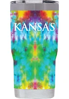 Kansas Jayhawks Tie Dye 20oz Stainless Steel Tumbler - White