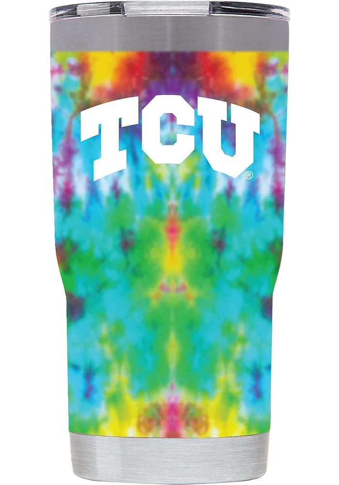 TCU Horned Frogs Tie Dye 20oz Stainless Steel Tumbler - White