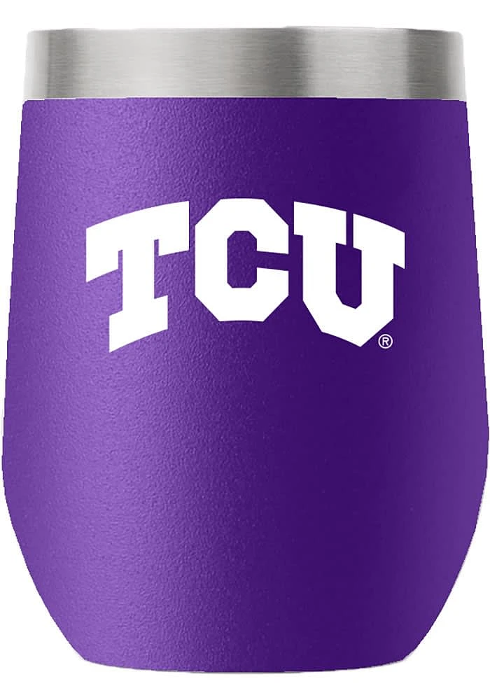 TCU Horned Frogs Team Logo 12oz Stemless Stainless Steel Stemless - Purple