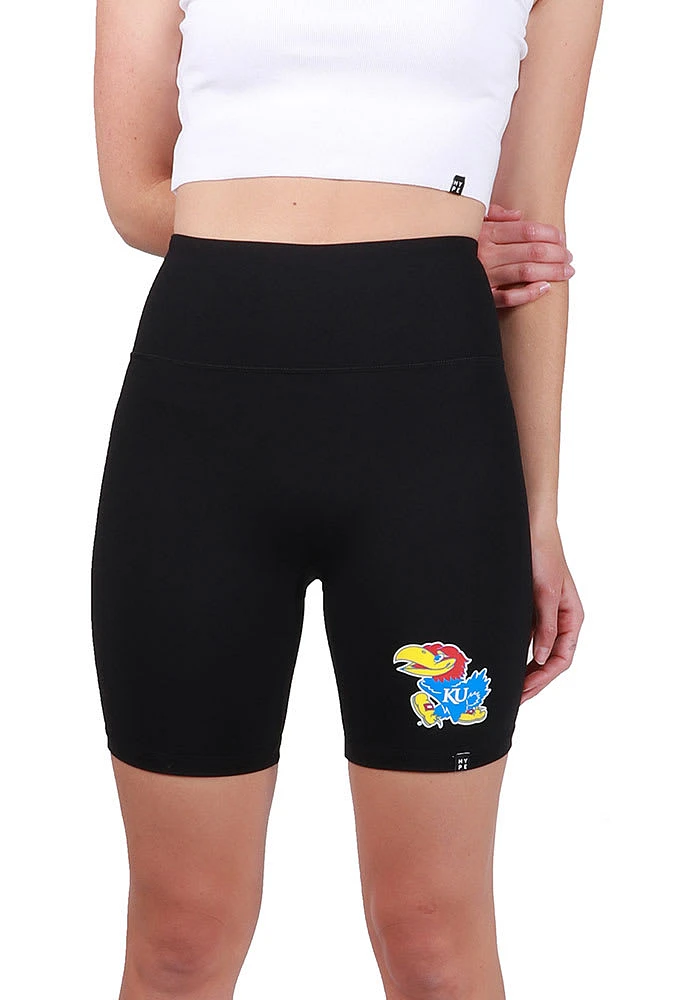 Hype and Vice Kansas Jayhawks Womens Black Biker Shorts