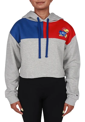 Hype and Vice Kansas Jayhawks Womens Grey Colorblock Hooded Sweatshirt
