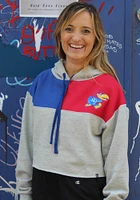 Hype and Vice Kansas Jayhawks Womens Grey Colorblock Hooded Sweatshirt